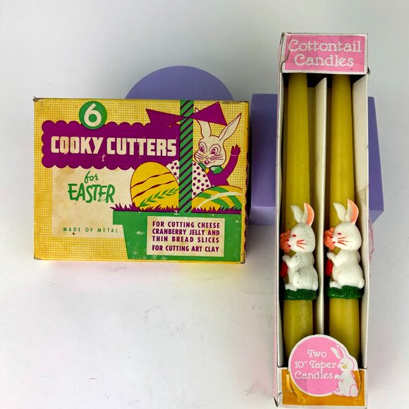 Vintage Easter Candle & Cookie Cutter Bundle 1950's - Picture 3 of 12